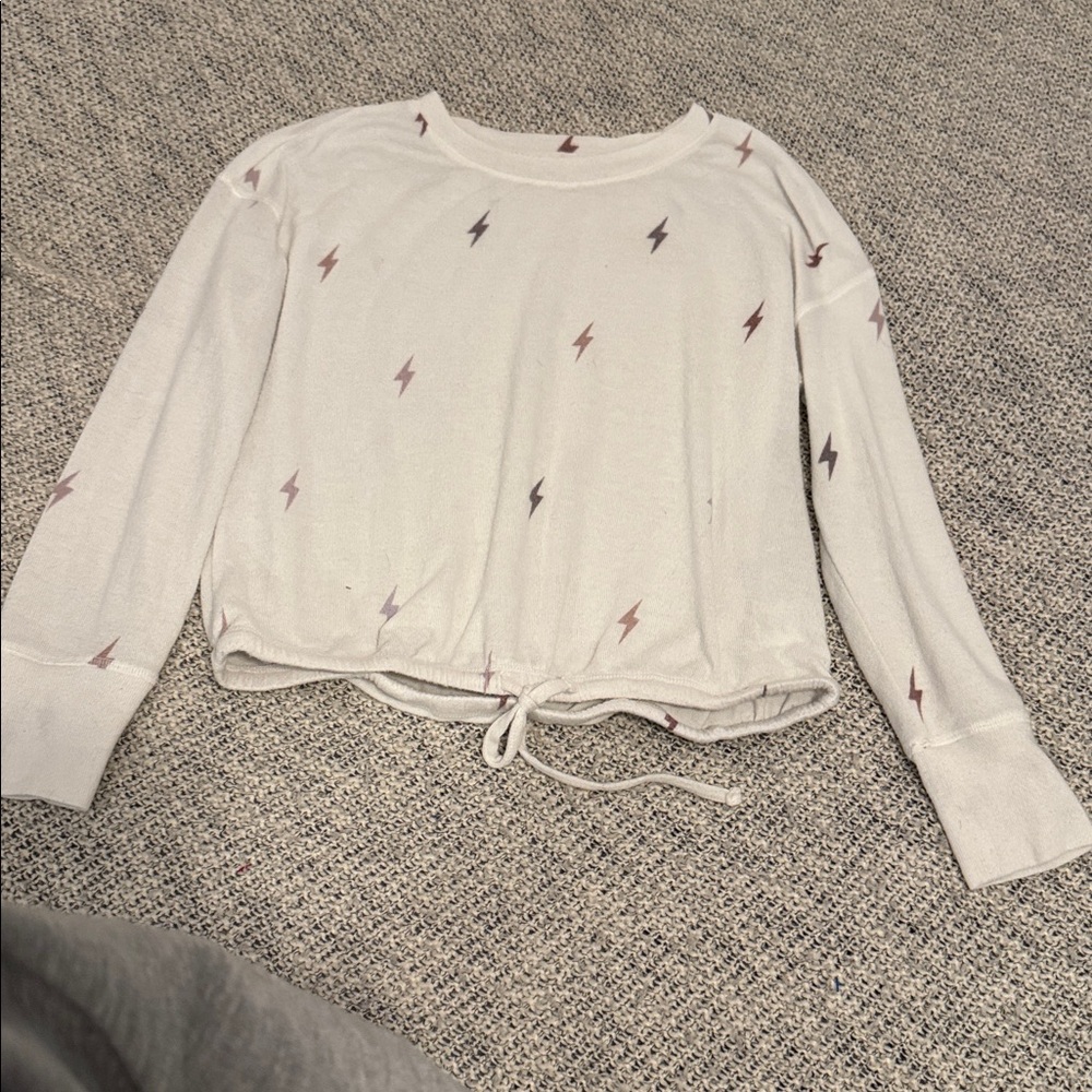 Cozie by Pink Rose Cream Lightning Bolt Lounge Set – Size Medium - Picture 3 of 5